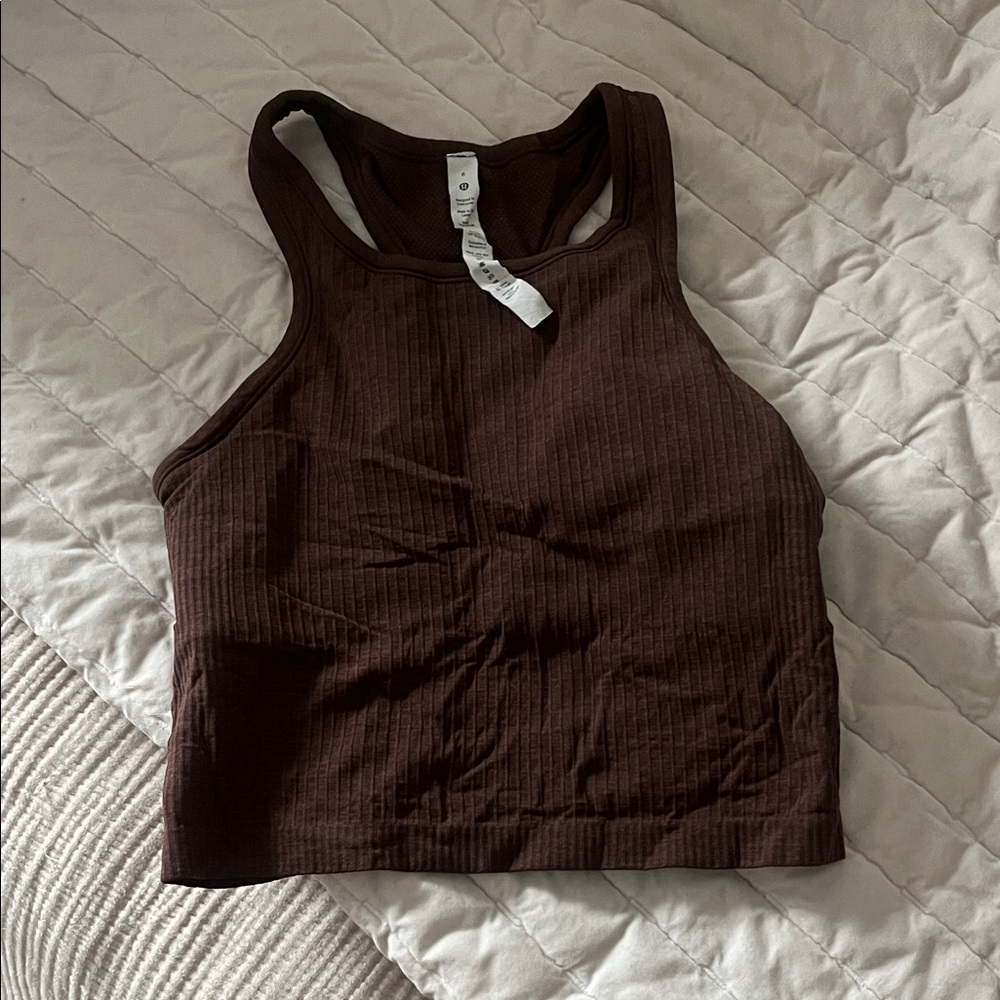 lululemon athletica Dark Brown Ribbed Crop Top